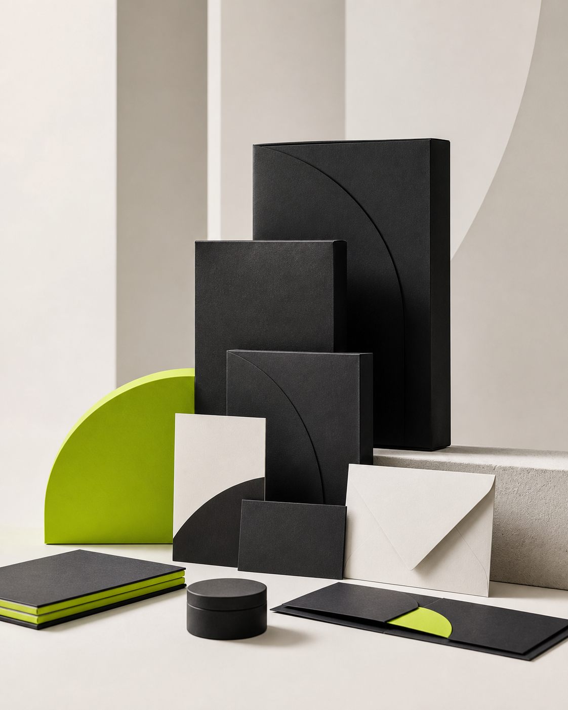 Black and acid-lime digital brand system
